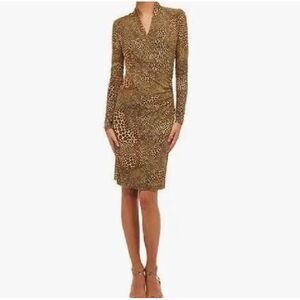 Norma Kamali Cocoa Animal Print Wrap Dress Size Small